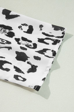 Black Leopard Print V Neck 3/4 Sleeve Blouse