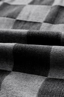 Black Checkered Patchwork Button Up Denim Jacket