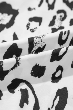 Black Leopard Print V Neck 3/4 Sleeve Blouse