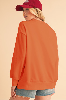 Russet Orange Tinsel Game Day Drop Shoulder Sweatshirt