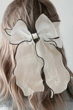 White Contrast Trim Wavy Bowknot Hair Clip