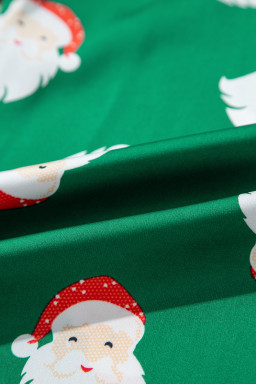 Green Christmas Santa Claus Satin Shirt and Shorts Pajama Set