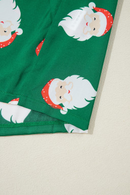 Green Christmas Santa Claus Satin Shirt and Shorts Pajama Set