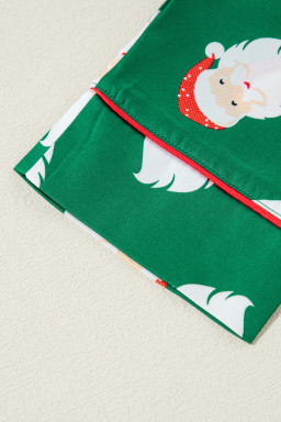 Green Christmas Santa Claus Satin Shirt and Shorts Pajama Set