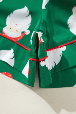 Green Christmas Santa Claus Satin Shirt and Shorts Pajama Set