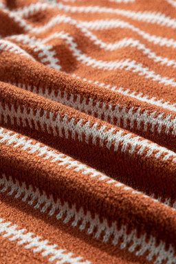 Brown Stripe Casual Round Neck Drop Shoulder Sweater