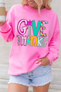 Bonbon GIVE THANKS Thanksgiving Pullover Graphic Sweatshirt