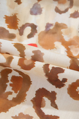 Light French Beige Colorful Leopard Print Striped Patchwork Shirt