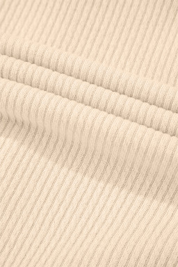 Apricot Plain Rib Textured Pocket Button Jacket