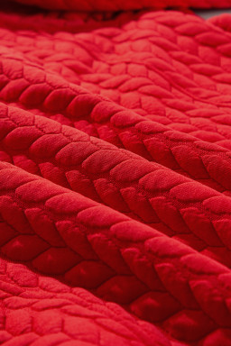 Tomato Red Textured Quarter Zip Plus Size Pullover