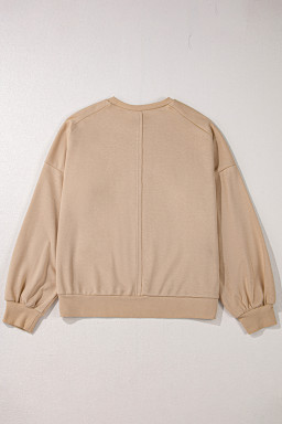 Pale Khaki Floral Peace Graphic Washed Plus Size Sweatshirt