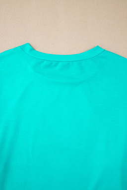 Sky Blue Floral Color Block Long Sleeve Top