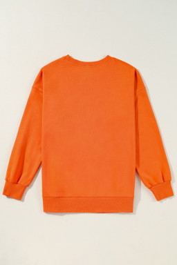 Russet Orange Tinsel Game Day Drop Shoulder Sweatshirt