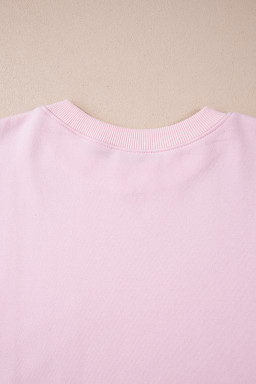 Light Pink Color Block Batwing Sleeve Loose Fit Sweatshirt
