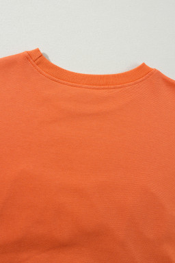 Russet Orange Tinsel Game Day Drop Shoulder Sweatshirt