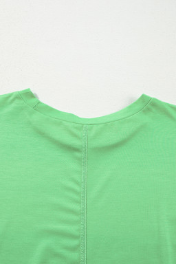 Blue Green Colorblock Drop Sleeve Round Neck Top