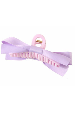 Orchid Petal Solid Color Ribbon Bow Decor Hair Clip