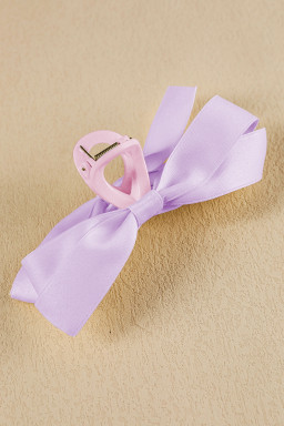 Orchid Petal Solid Color Ribbon Bow Decor Hair Clip