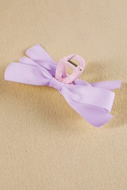 Orchid Petal Solid Color Ribbon Bow Decor Hair Clip