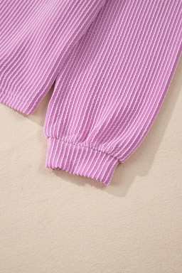 Phalaenopsis Corded Long Sleeve Top and High Waist Shorts Set