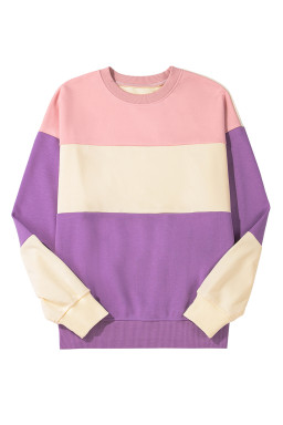 Meadow Mauve Colorblock Drop Shoulder Sweatshirt
