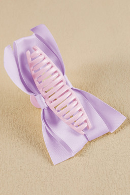 Orchid Petal Solid Color Ribbon Bow Decor Hair Clip