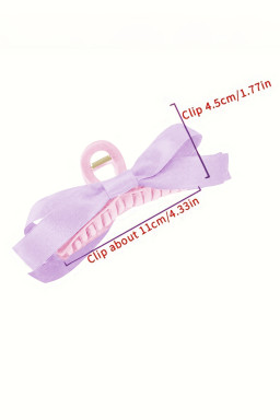 Orchid Petal Solid Color Ribbon Bow Decor Hair Clip
