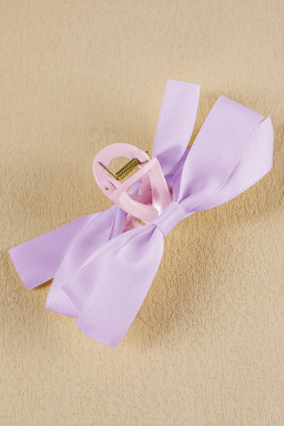 Orchid Petal Solid Color Ribbon Bow Decor Hair Clip