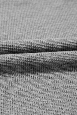 Gray Knit Bishop Sleeve Split Oversized Sweatshirt