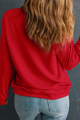 Racing Red Sequin Pumpkin Face Graphic Plus Size Halloween Sweatshirt