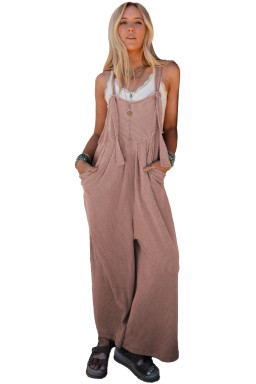 Dune Corded Solid Adjustable Straps Wide Leg Loose Jumpsuit
