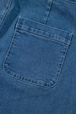 Dusk Blue Adjustable Tie Straps Cropped Wide Leg Casual Denim Overalls