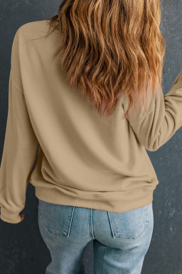 Apricot Sequin Christmas Tree Pattern Round Neck Plus Size Sweatshirt