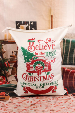 White Drawstring Large Christmas Gift Bag