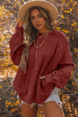 Red Mineral Wash Twist Backless Oversized Sweatshirt