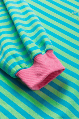 Sky Blue Stripe Contrast Edge Oversized Pullover