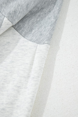 Gray Zip Collar Colorblock Side Slits Sweatshirt
