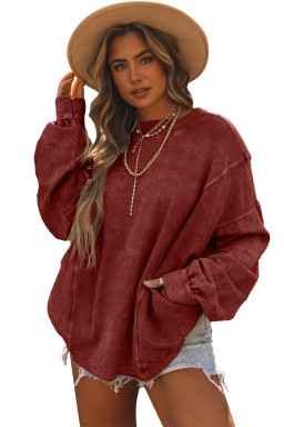 Red Mineral Wash Twist Backless Oversized Sweatshirt