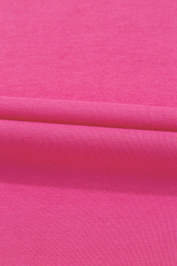 Rose Red Leopard Patchwork Sleeve Split Plus Sweatshirt