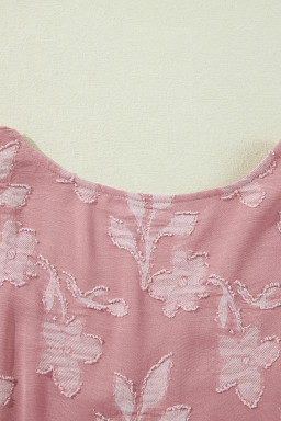 Peach Blossom Floral Surplice V Neck Tiered Ruffle Plus Size Dress