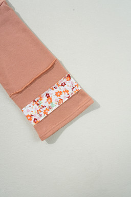 Grapefruit Orange Flower Exposed Seam Patchwork Loose Top