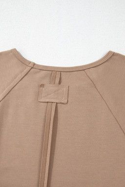 Light French Beige Flower Striped Patchwork Sleeve Plus Size Sweatshirt