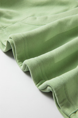 Smoke Green Kangaroo Pocket Half Zipper Oversized Hoodie