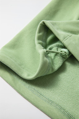 Smoke Green Kangaroo Pocket Half Zipper Oversized Hoodie