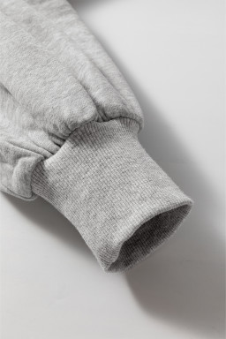 Light Grey Kangaroo Pocket Half Zipper Oversized Hoodie