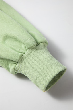 Smoke Green Kangaroo Pocket Half Zipper Oversized Hoodie