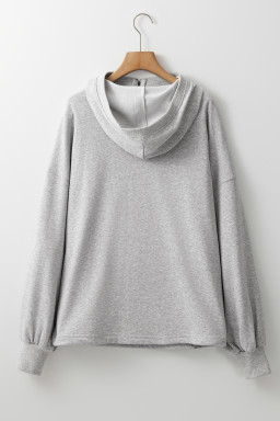 Light Grey Kangaroo Pocket Half Zipper Oversized Hoodie