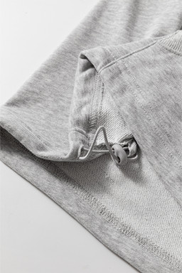 Light Grey Kangaroo Pocket Half Zipper Oversized Hoodie