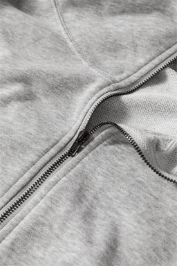 Light Grey Kangaroo Pocket Half Zipper Oversized Hoodie