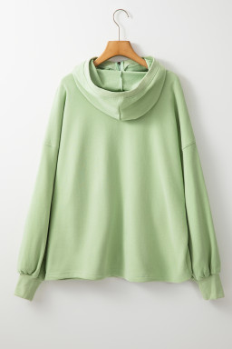 Smoke Green Kangaroo Pocket Half Zipper Oversized Hoodie